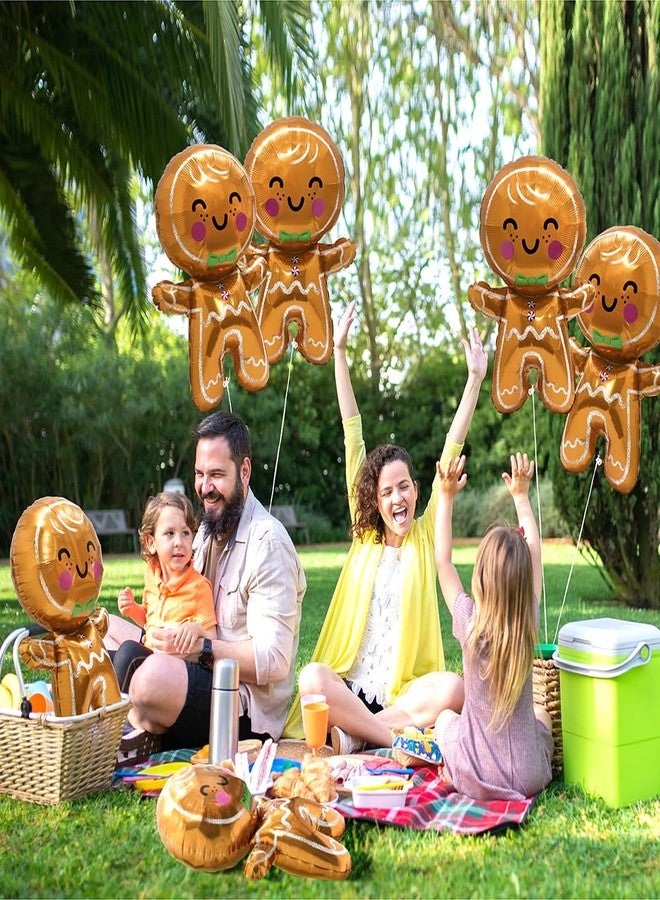 Deermon Jumbo Gingerbread Man Xmas Foil Party Balloons, 6 Pack Merry Christmas Mylar Helium Large Gingerbread Man Kids Balloon For New Year Eve Holiday Festival Birthday Party Decorations Supplies - Image 4